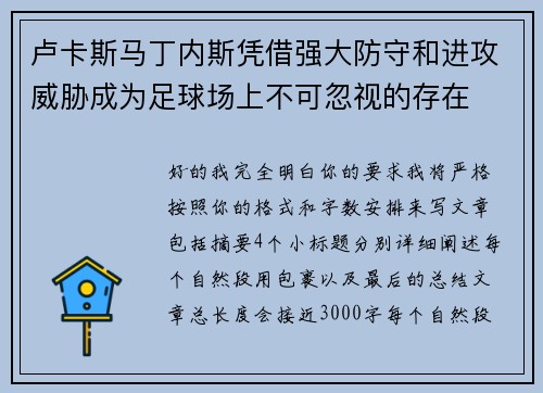 卢卡斯马丁内斯凭借强大防守和进攻威胁成为足球场上不可忽视的存在